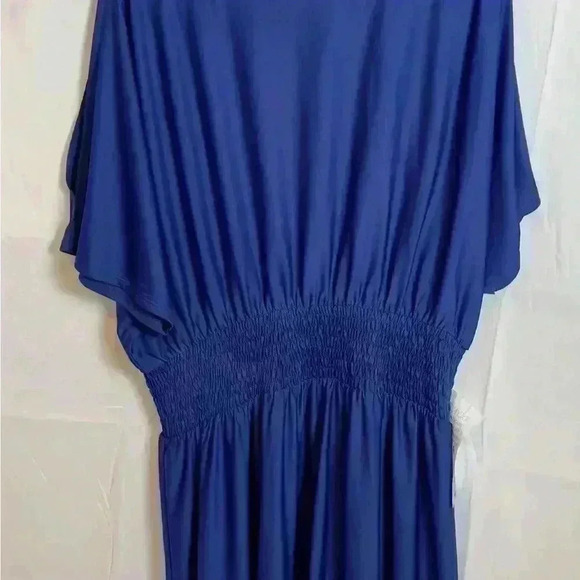 NWT! Royal Blue Split Sleeves Smocked Elegant Cocktail Long Maxi Dress (3X) - Picture 5 of 10
